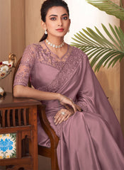 Metallic Mauve Designer Silk Saree