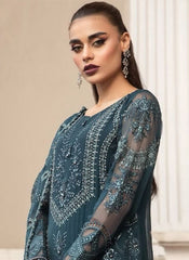 Shaded Grey Heavy Embroidered Organza Pakistani Style Suit