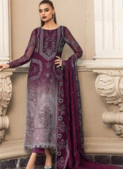 Shaded Wine and Grey Heavy Embroidered Organza Pakistani Style Suit