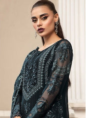 Shaded Black and Grey Heavy Embroidered Organza Pakistani Style Suit