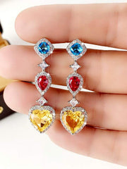 Romantic Luxury Yellow Cubic Zirconia Heart Earrings - nirshaa