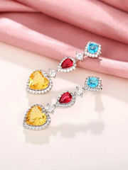 Romantic Luxury Yellow Cubic Zirconia Heart Earrings - nirshaa