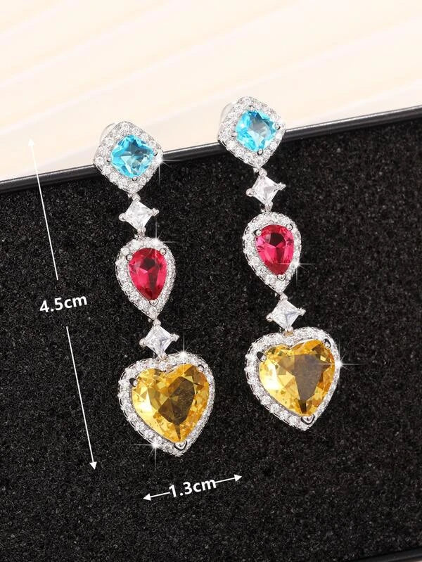 Romantic Luxury Yellow Cubic Zirconia Heart Earrings - nirshaa