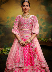 Fuchsia Pink Silk Bridal Lehenga Choli
