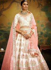 Pretty White and Baby Pink Silk Bridal Wear