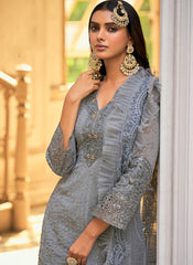 Pretty Grey Georgette Pakistani Style Suit