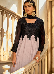 Black and Baby Pink Georgette Pakistani Style Suit