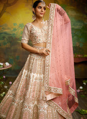White and Baby Pink Silk Bridal Wear
