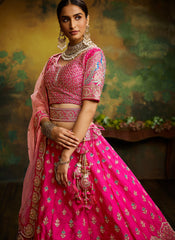 Fuchsia Pink Silk Bridal Wear Set