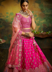 Fuchsia Pink Silk Bridal Wear Set