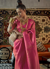 Woven Rani Partywear Silk Saree - nirshaa