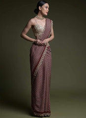 Beautiful Maroon Georgette Printed Saree - nirshaa