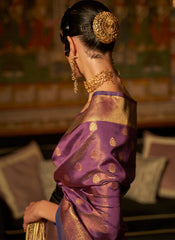 Woven Purple Silk Saree