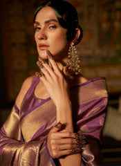 Woven Purple Silk Saree