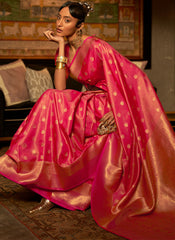 Woven Pink Silk Saree