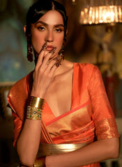 Woven Orange Silk Saree