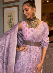 Pastel Lilac Kashmiri Modal Silk Saree