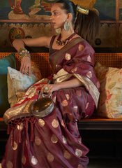 Maroon Woven Silk Saree