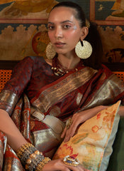 Brown Woven Silk Saree