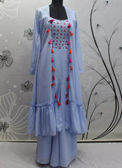 Sky Blue Georgette Indowestern Outfit