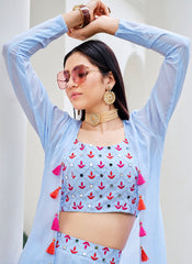 Sky Blue Georgette Indowestern Outfit