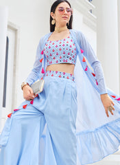 Sky Blue Georgette Indowestern Outfit