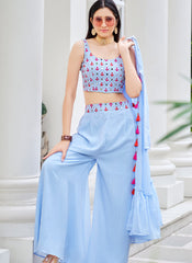 Sky Blue Georgette Indowestern Outfit