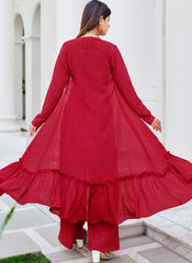 Red Georgette Indowestern Outfit