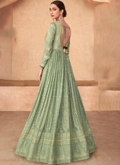 Pista Green Georgette Anarkali Style Suit