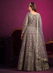 Purple Party Wear Net Anarkali Style Suit