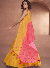 Yellow Party Wear Indowestern Outfit