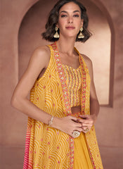 Yellow Party Wear Indowestern Outfit