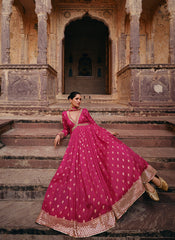 Rani Ready to wear Pure Viscose Jacquard Silk Anarkali Suit