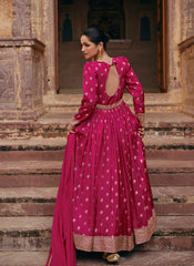 Rani Ready to wear Pure Viscose Jacquard Silk Anarkali Suit