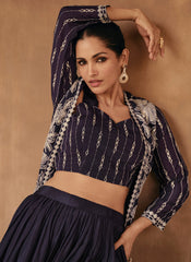 Purplish Blue Ready to Wear Indowestern Outfit