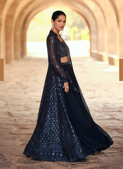 Navy Blue Ready to Wear Indowestern Outfit