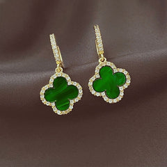 Four-leaf Clover Earrings with Diamonds Stud Earrings - nirshaa