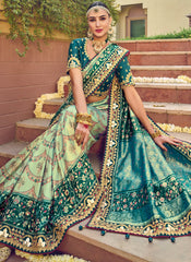 Beautiful Blue and Green Patola Silk Saree - nirshaa
