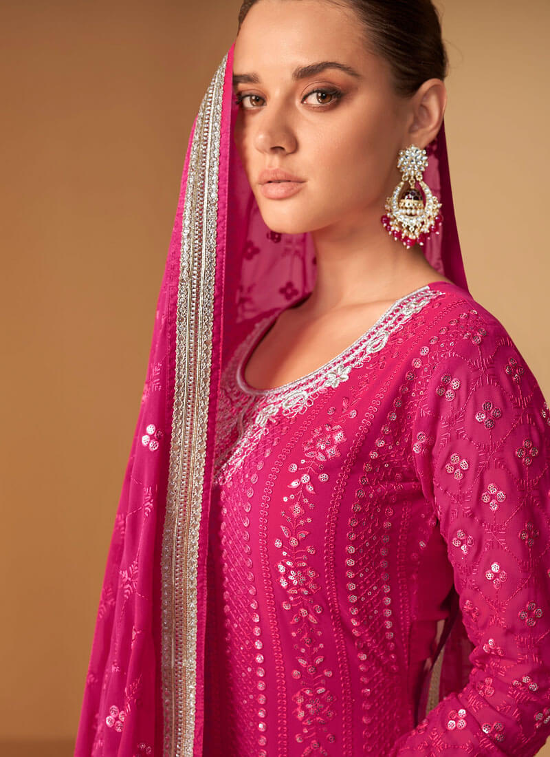 Charming Rani Party Wear Straight Cut Suit with palazzo - nirshaa