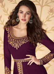 Wine Party Wear Georgette Anarkali Suit