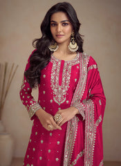 Magenta Embroidery Designer Sharara Salwar Kameez