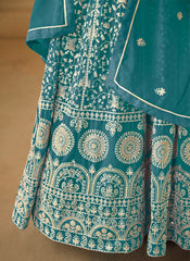 Firozi Embroidered Georgette Anarkali Suit