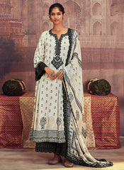 White And Black Thread Embroidery Anarkali Palazzo Suit