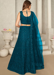 Blue Sequins Net Party Wear Lehenga Choli