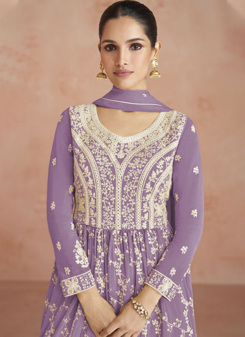 Divine Purple Ready to Wear Georgette Salwar Kameez - nirshaa