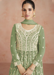 Pastel Green Ready to Wear Georgette Salwar Kameez - nirshaa