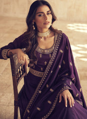 Dark Purple Party Wear Premium Silk Anarkali Suit