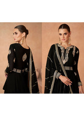 Black Embroidered Real Georgette Anarkali Suit