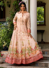 Light Pink Ready to Wear Floral Print Dola Jacquard Gown