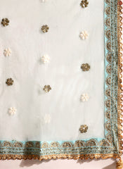 Designer Light Blue Sequins Embroidery Georgette Lehenga Choli